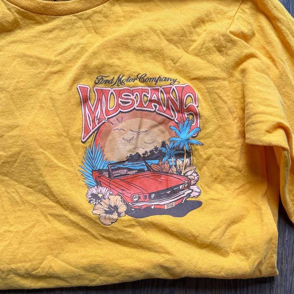 Ford Yellow Mustang Graphic Womans  Long Sleeve Shirt - Picture 4 of 5